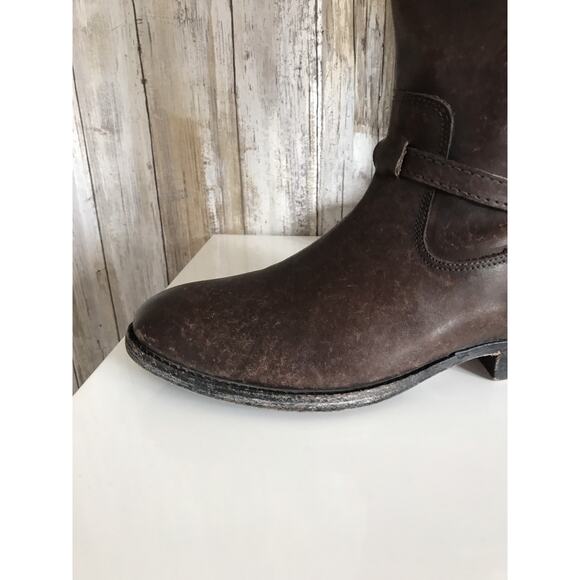FRYE Lindsay Plate Brown Stone Wash Boots Riding Western Distressed Tall 6 - Picture 6 of 7